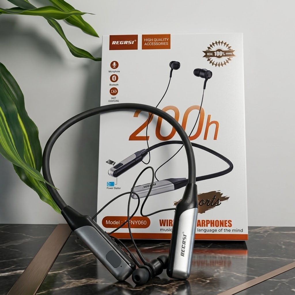 RECRSI FNY060 Wireless Neckband Bluetooth Earphones with 200h Standby