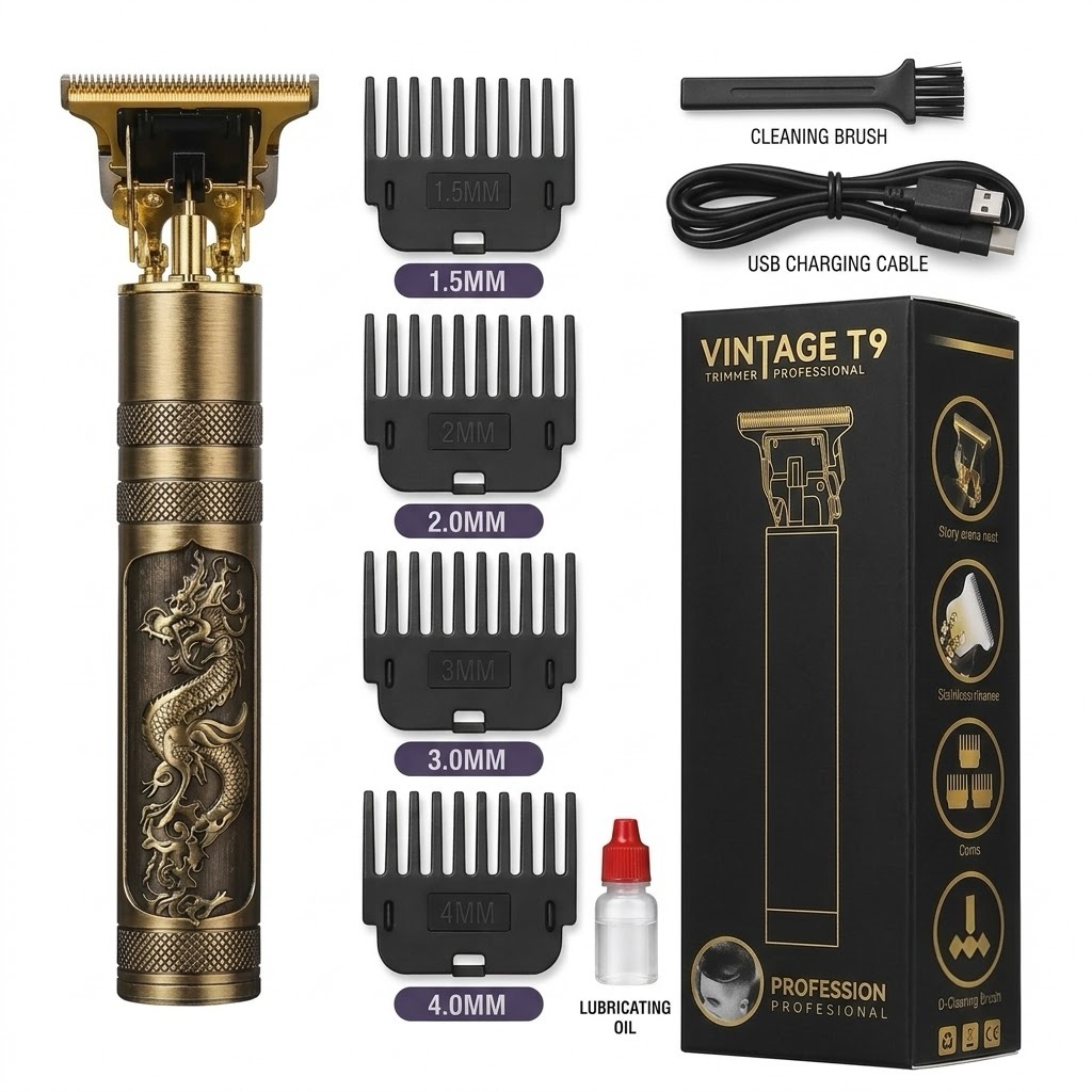 Vintage T9 Professional Rechargeable Hair and Beard Trimmer  Jio Trendy Mart